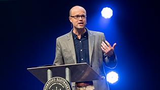 Man preaching in the David Jeremiah Chapel